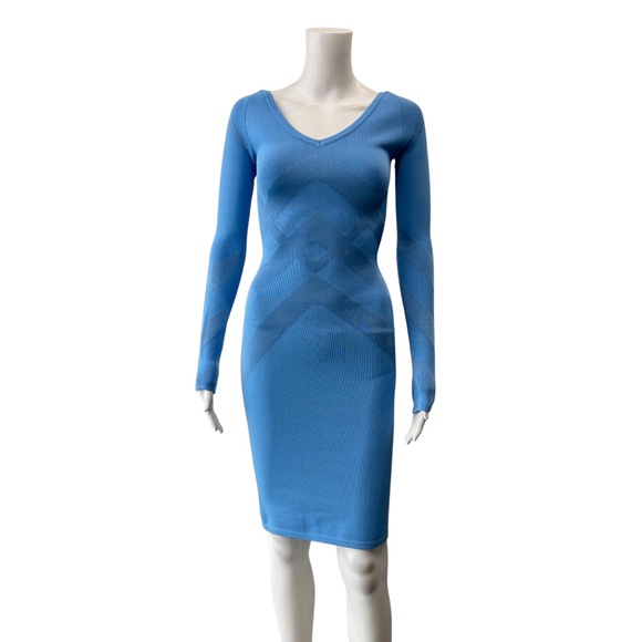 $1890 Burberry Blue Bandage Slim Fit Bodycon Orietta Mini Dress size XXS - Picture 3 of 13